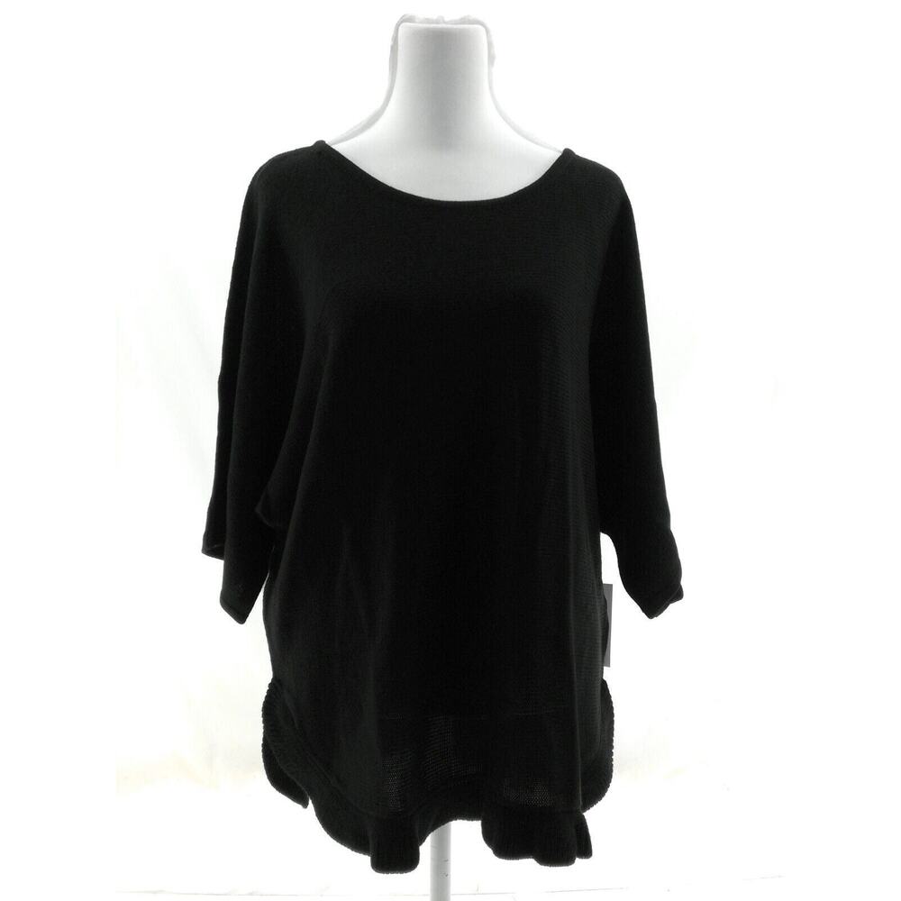 NY Collection Black Drp Shoulder Sweater - Women's Size Large - Chic Stylish